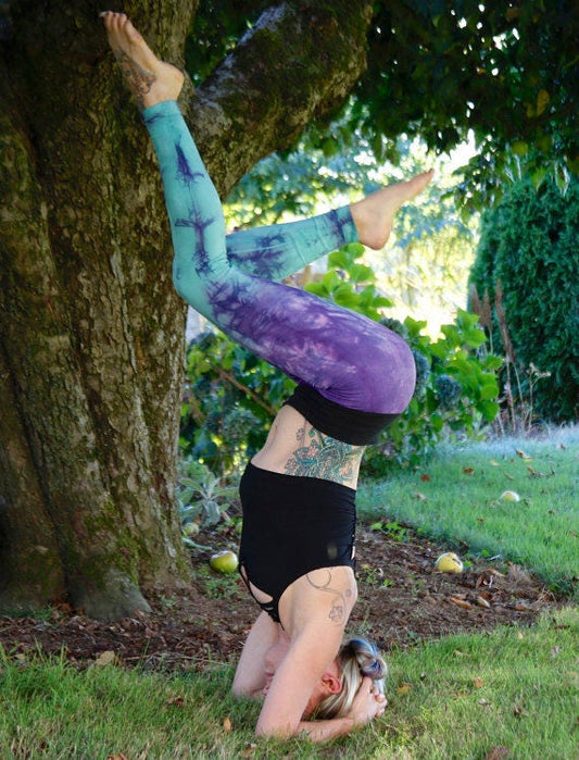 Purple to sea glass yoga leggings Ombre Braided leggings __etsy:1170812558