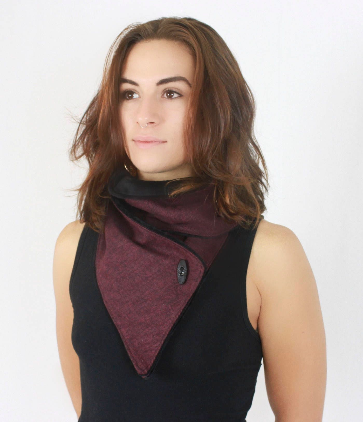 Burgundy Herringbone Scarf
