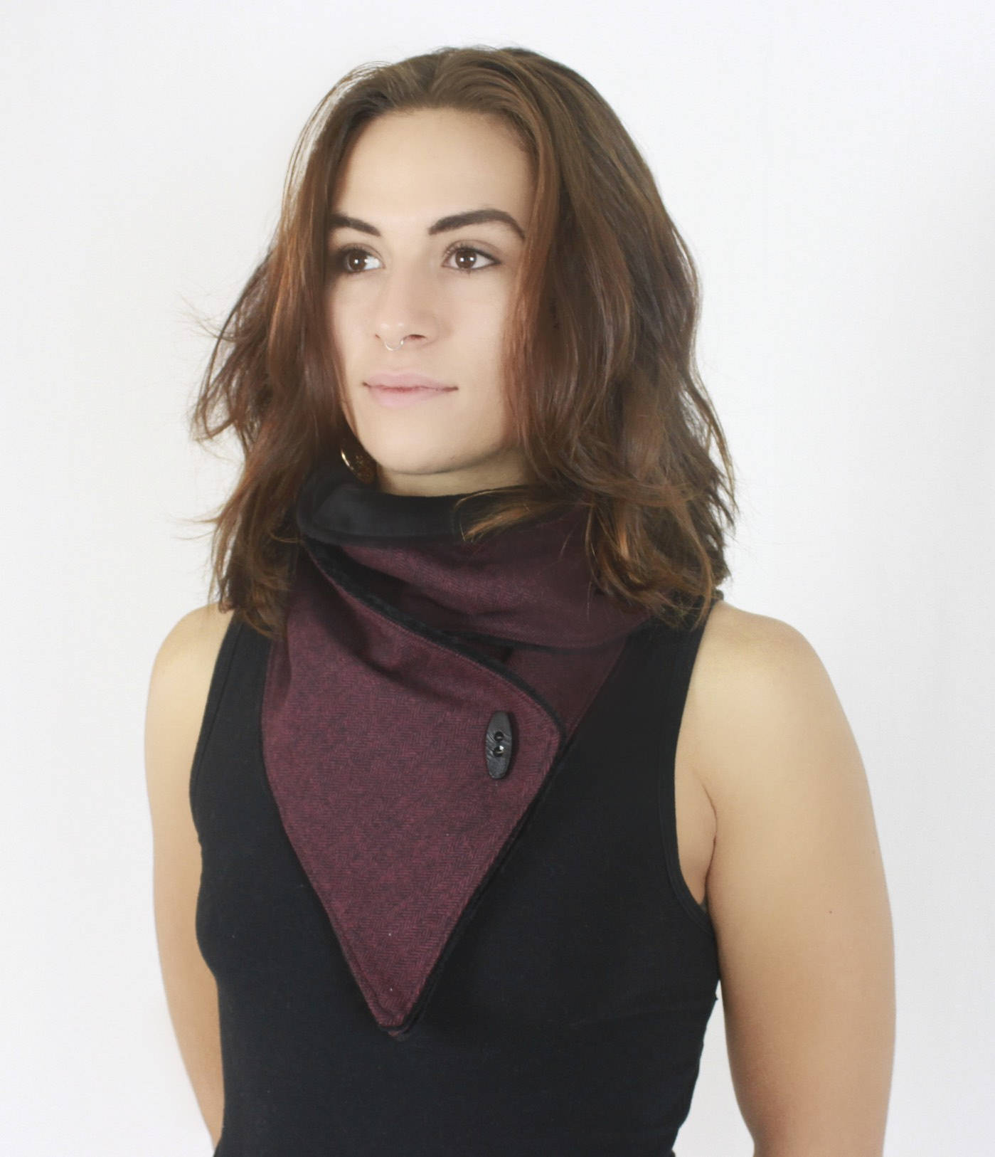 Burgundy Herringbone Scarf __etsy:1337380298