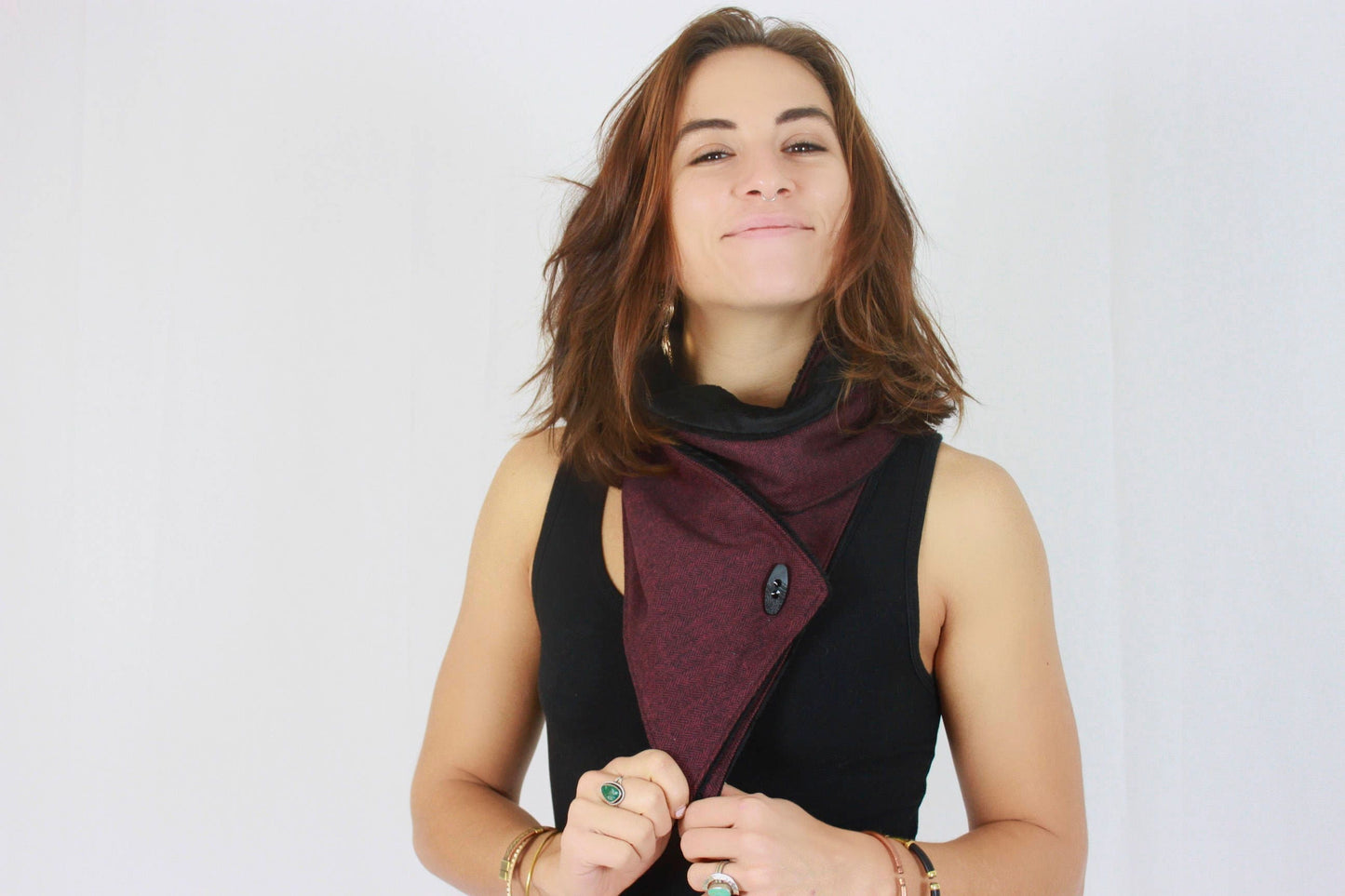 Burgundy Herringbone Scarf