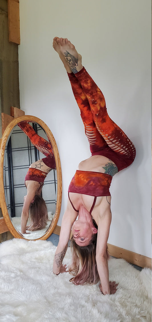 Sunset Fire Yoga leggings Hand Dyed __etsy:2383611986