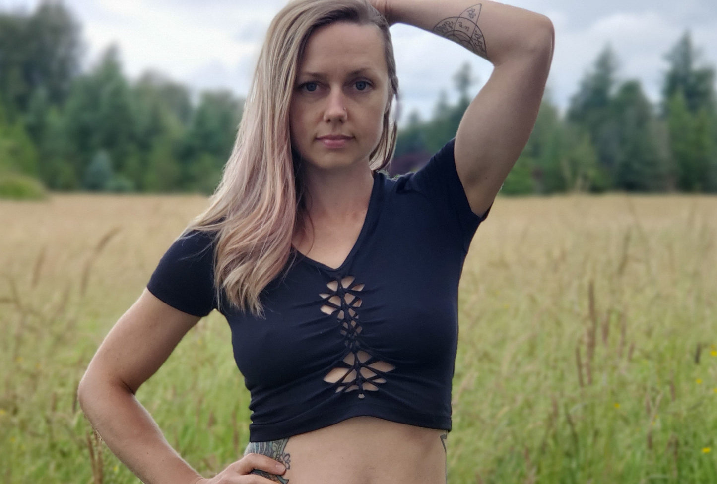 Phoenix Braided Crop Tee, Festival, Slit weave, Pole, Hula hoop, Burning man