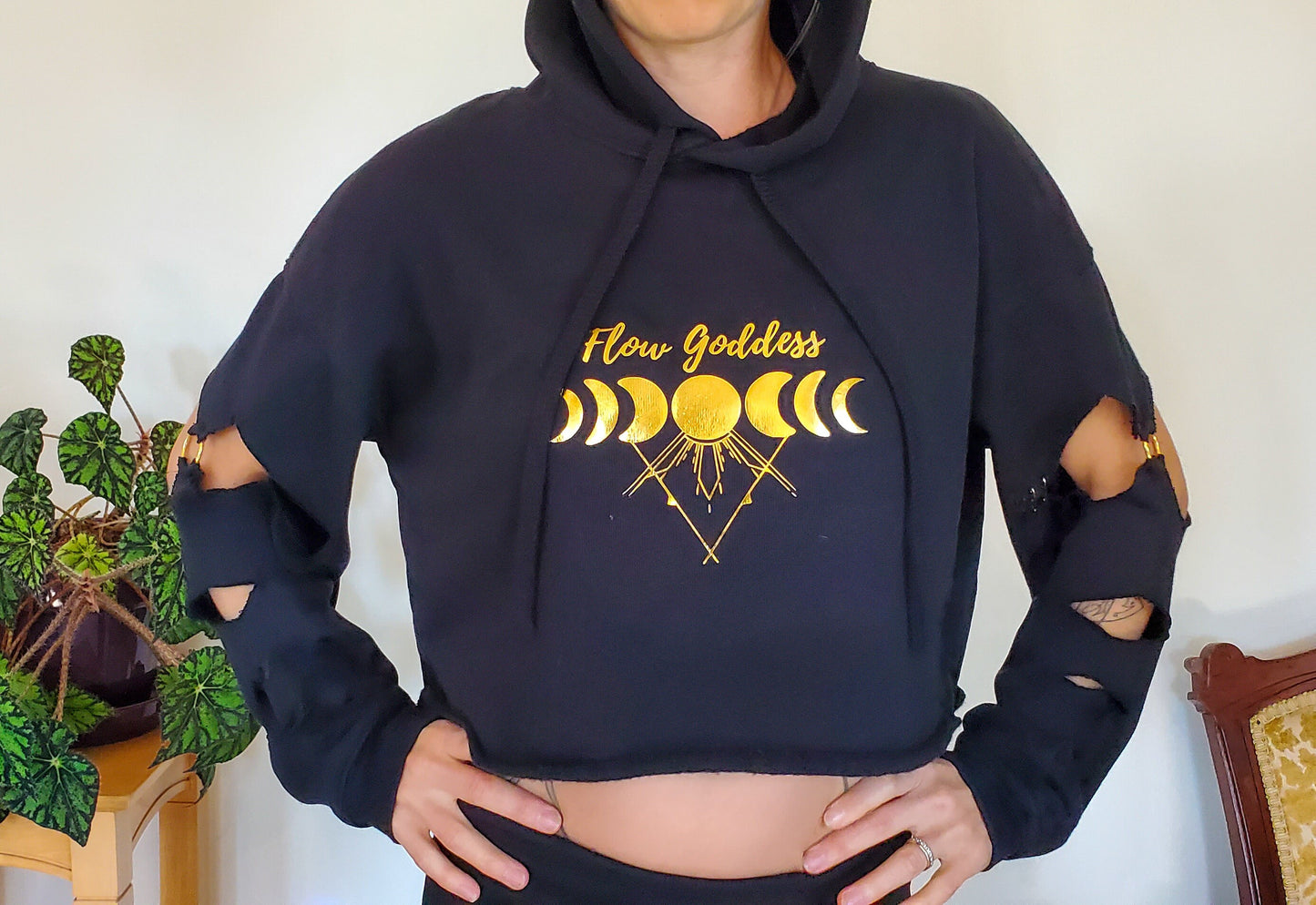 Flow Goddess Crop Hoodie womens hoodie, graphic hoodie