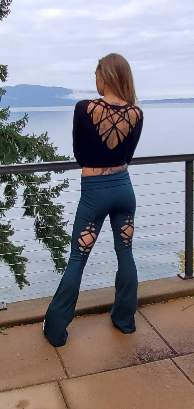 Inigma Long Sleeved Crop Top Braided Shirt/Festival//Yoga//Boho