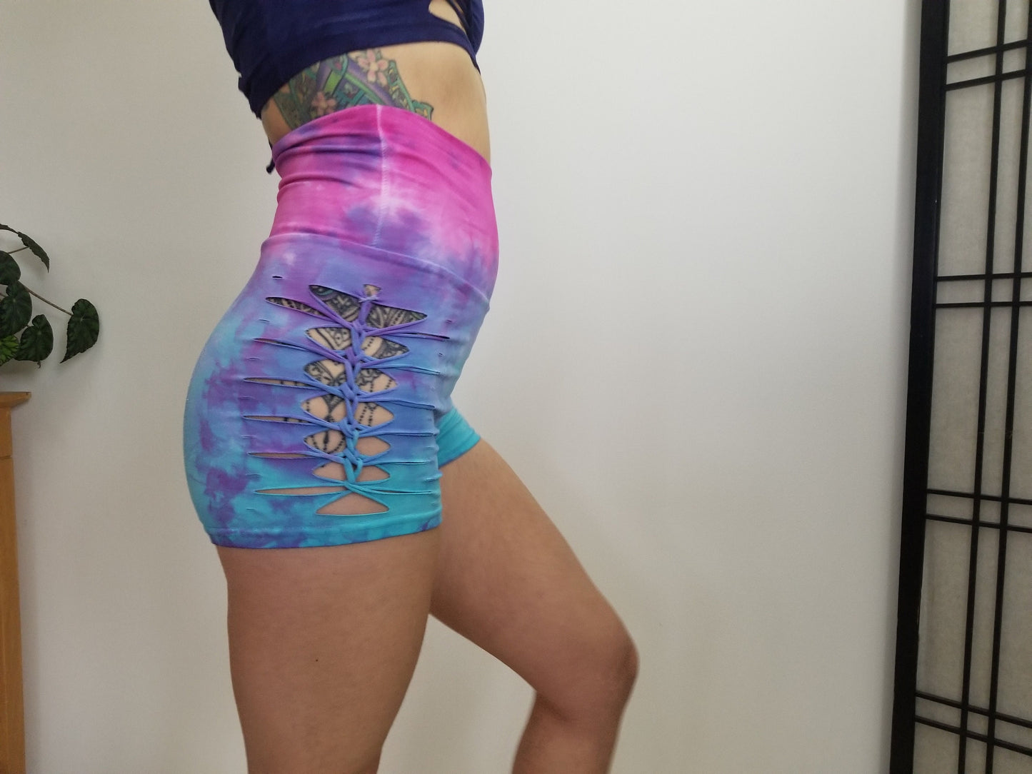 Cotton Candy Braided Shorts, Yoga, Festival, Dance, Hot Yoga, booty shorts