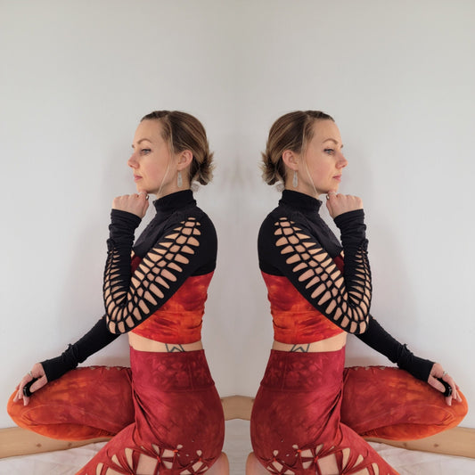 Reveal II Turtle Neck Shrug Braided Shirt/Festival//Yoga//Boho