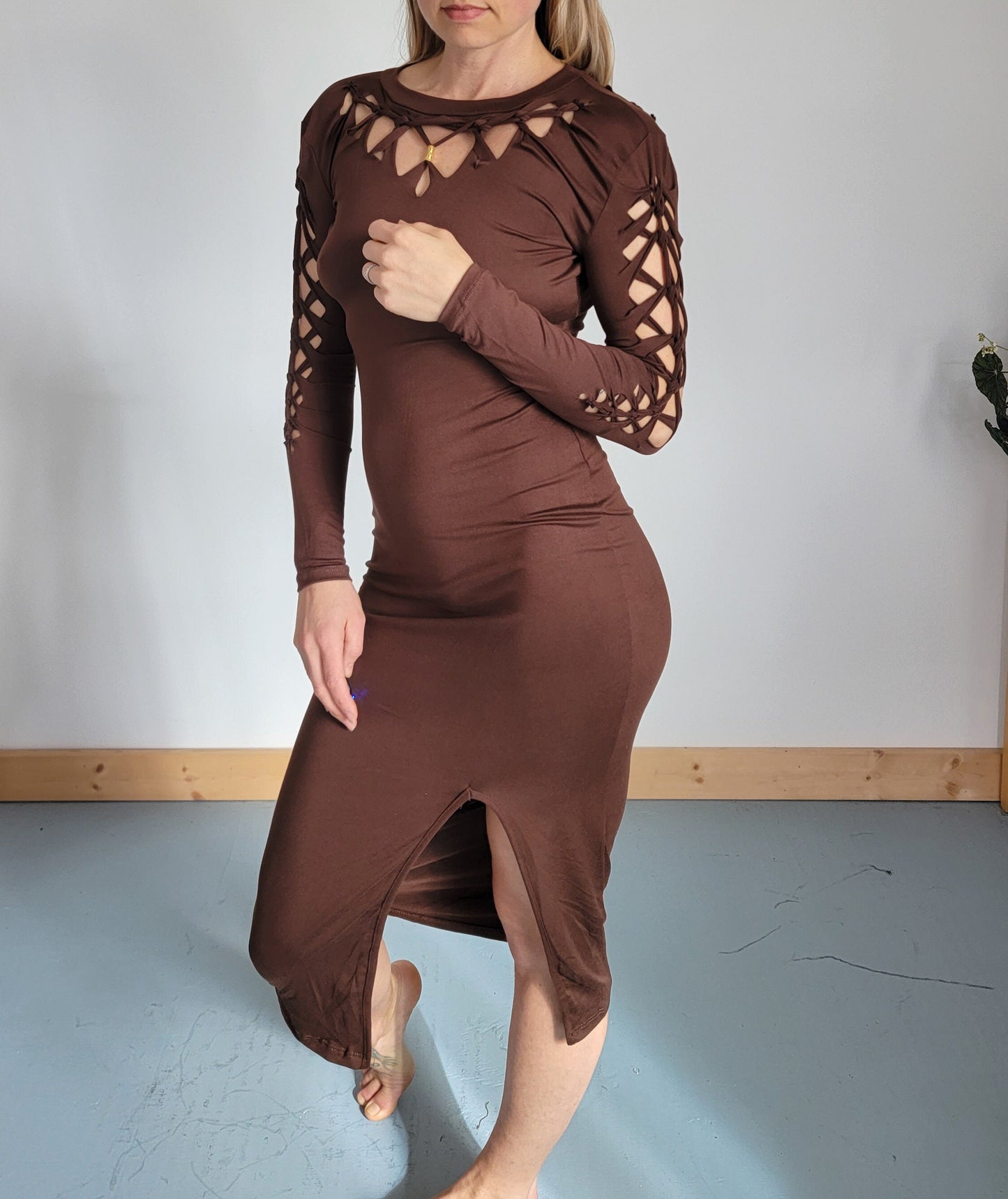 Beaded long sleeved Dress, women's dress, Open back dress, gift for her, party dress