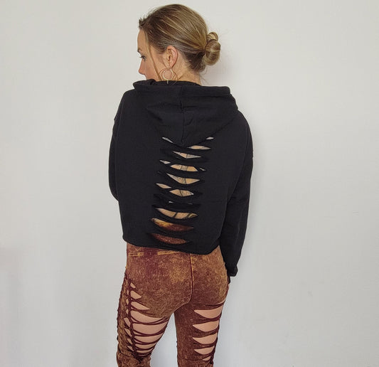 Sliced Crop Hoodie: Women's Graphic Festival Sweatshirt __etsy:4581755147