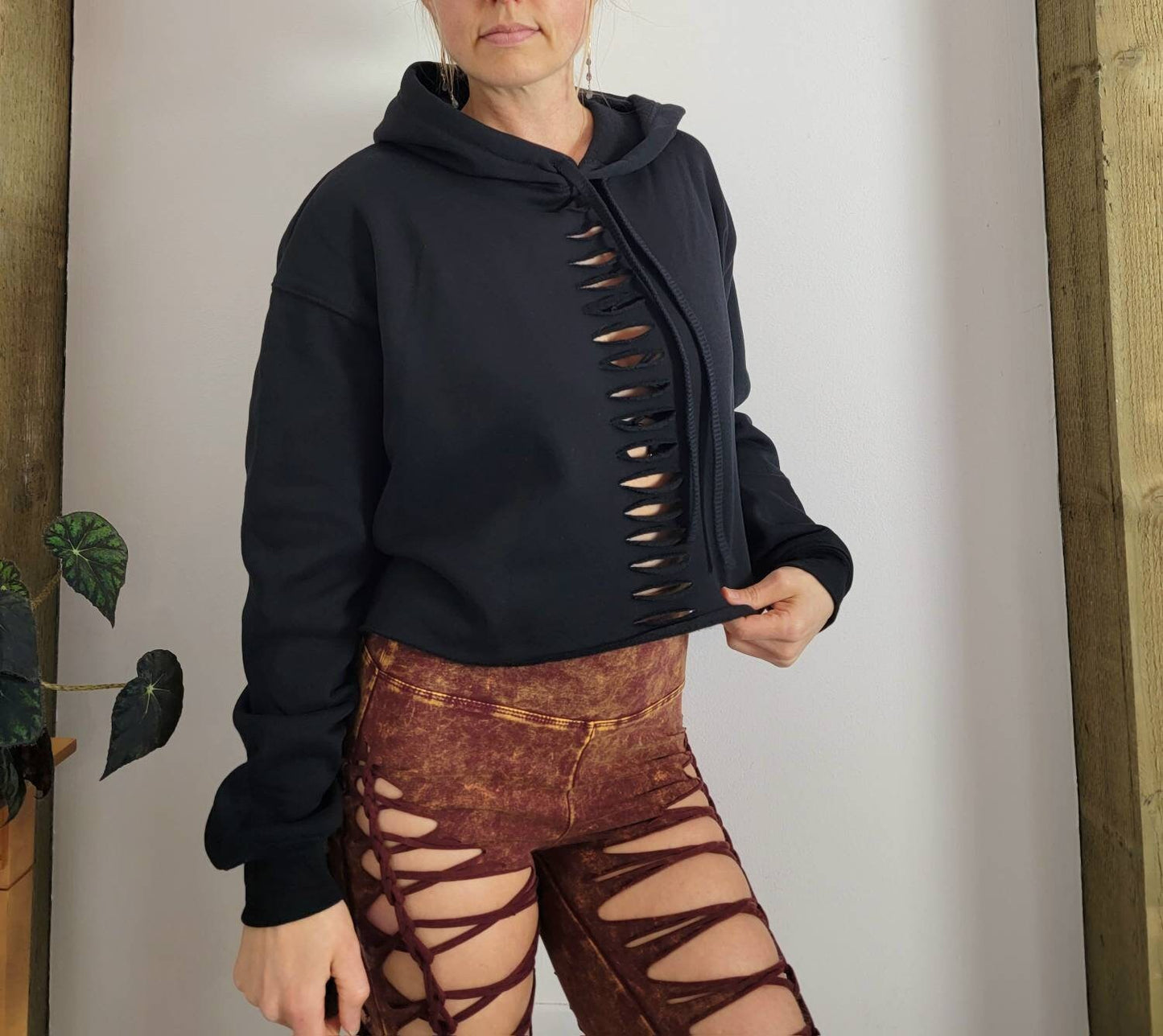 Sliced Crop Hoodie: Women's Graphic Festival Sweatshirt __etsy:4581791211