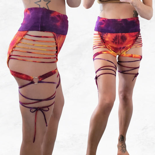 Lion Heart Tie Dye Braided Booty Shorts: Festival Dance Wear __etsy:5142897184