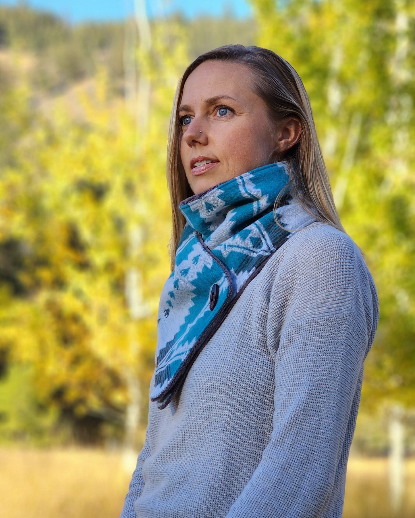 Creamy blue Southwest Adventure Scarf unisex scarf, gift for her, wrap scarf __etsy:5412299612