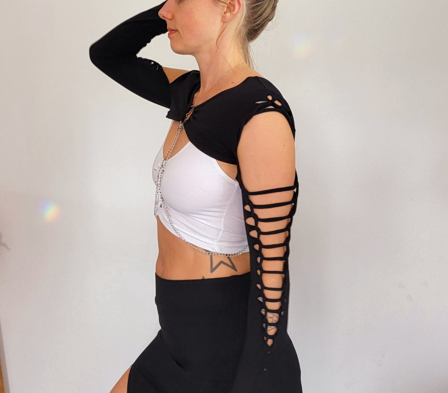Ethereal Long Sleeved Chain Shrug Braided Shirt/Festival//Yoga//Boho