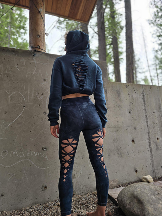 Sliced Crop Hoodie: Tie Waist Fleece Festival Top __etsy:6349854153