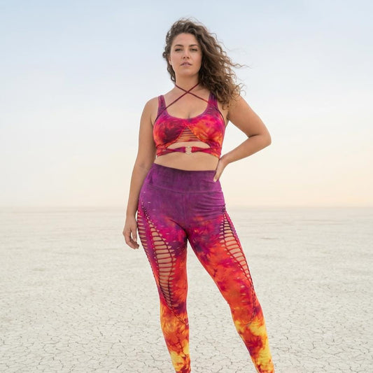 Hand Dyed Lion Heart Leggings: Braided Slit Weave, Fire Safe __etsy:7981671049