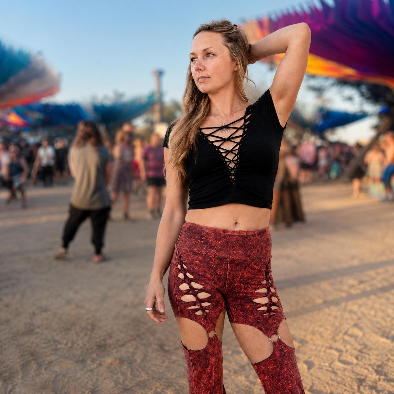 Cosmos Braided Crop Tee, Festival, Slit weave, Pole, Hula hoop, Burning man