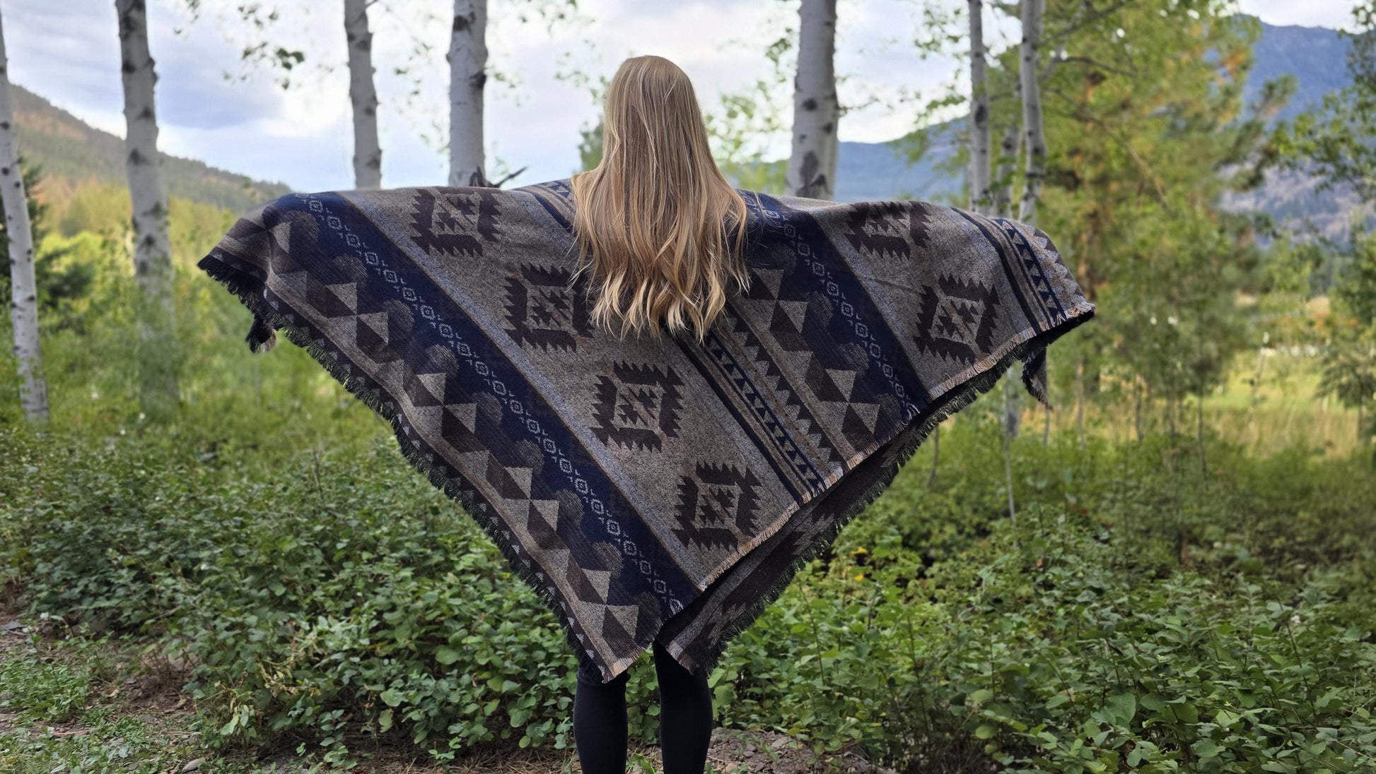 Southwest Inspired Brown Wool Throw Blanket