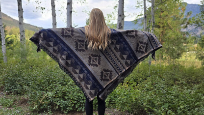Southwest Inspired Brown Wool Throw Blanket