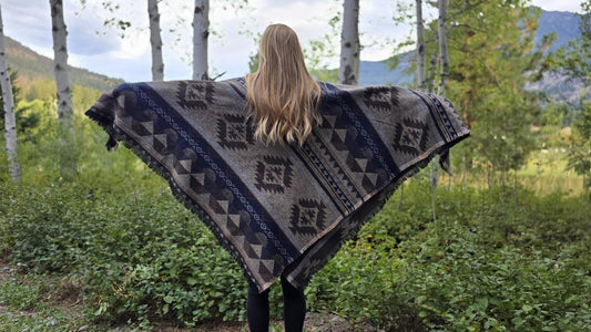 Southwest Inspired Brown Wool Throw Blanket