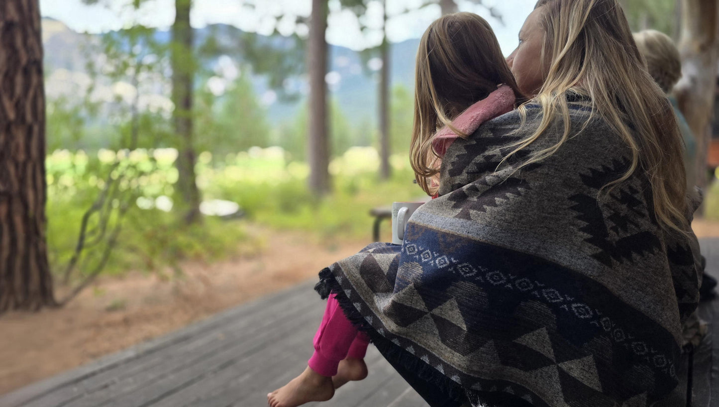Southwest Inspired Brown Wool Throw Blanket