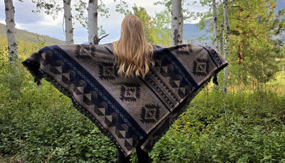 Southwest Inspired Brown Wool Throw Blanket