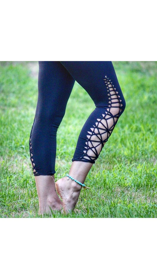 Yoga Braided Leggings DIAMOND slit weave leggings