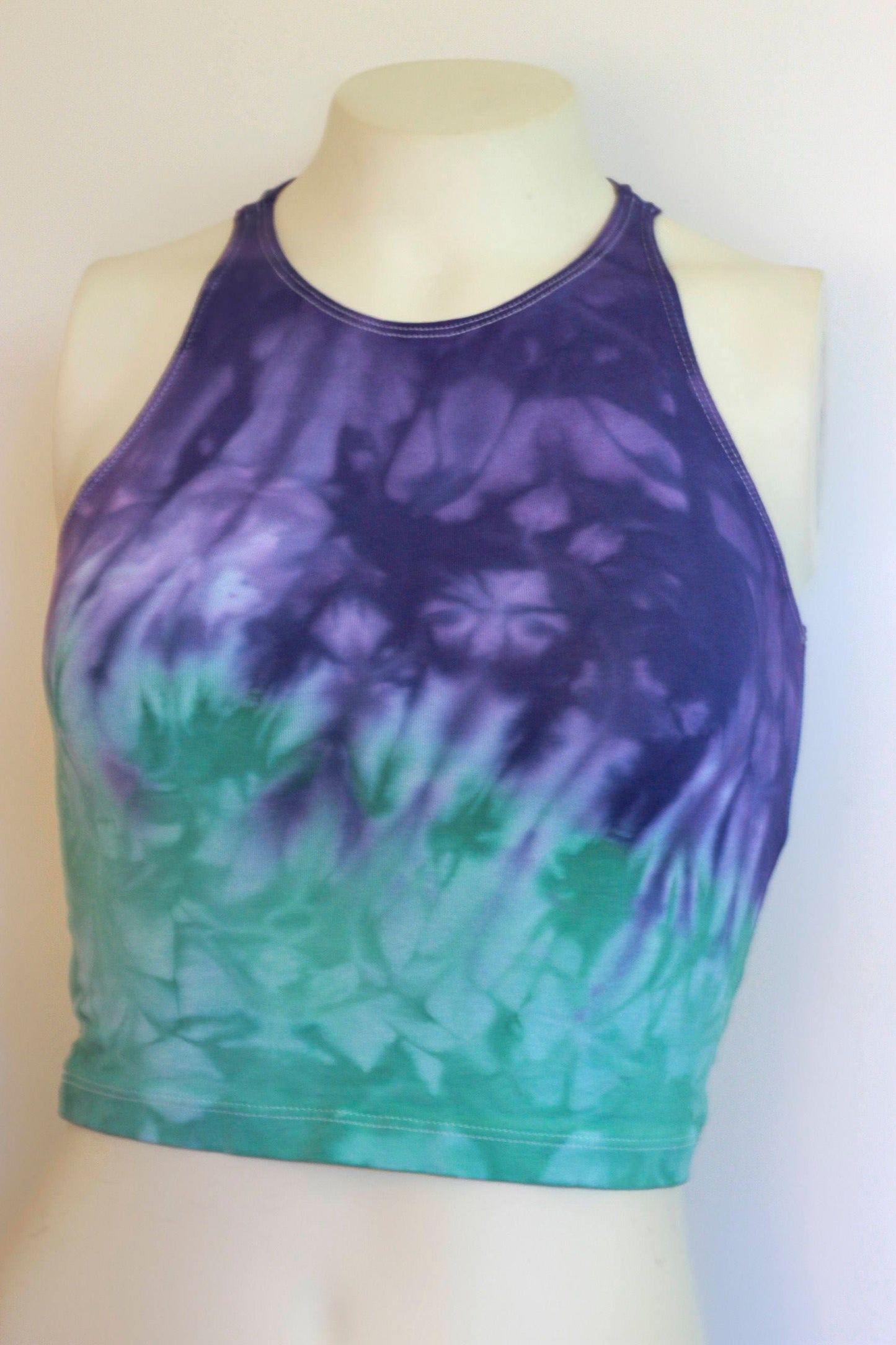 Crop top Hand dyed Purple to Sea Glass Ombre