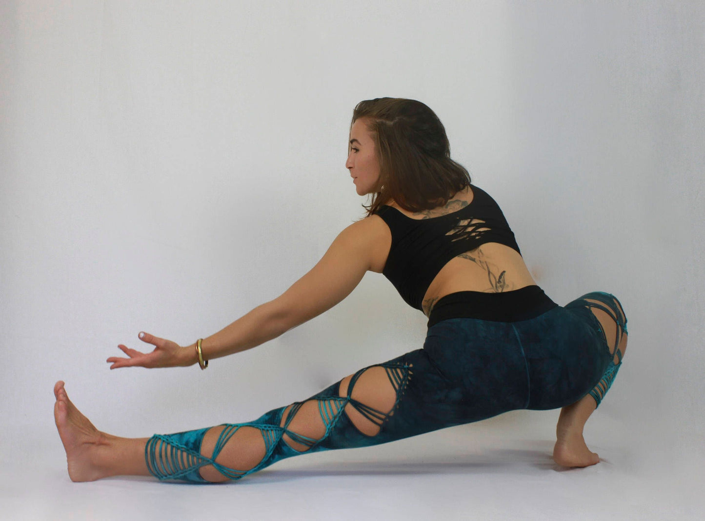 Braided Yoga Leggings Blue Topaz Hand Dyed __etsy:1384946353
