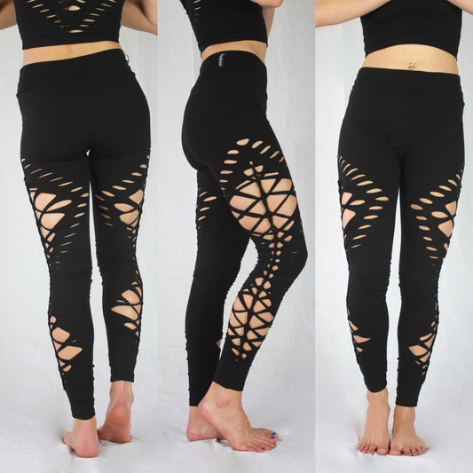 Warrior Braided Yoga Leggings, festival clothing, hoop fashion, ripped leggings, womens leggings