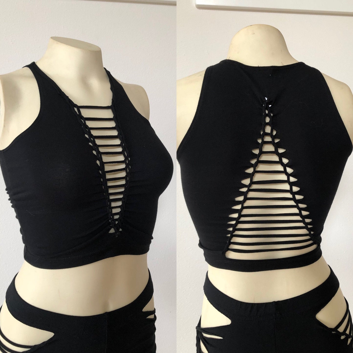 Braided Crop Tank Top GODDESS, crop tank, festival shirt, pole dance, slit weave, hoop fashion