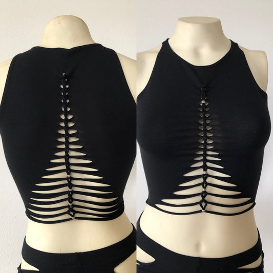 Goddess 2 Braided Crop Tank Top crop tank, festival shirt, pole dance, slit weave, hoop fashion