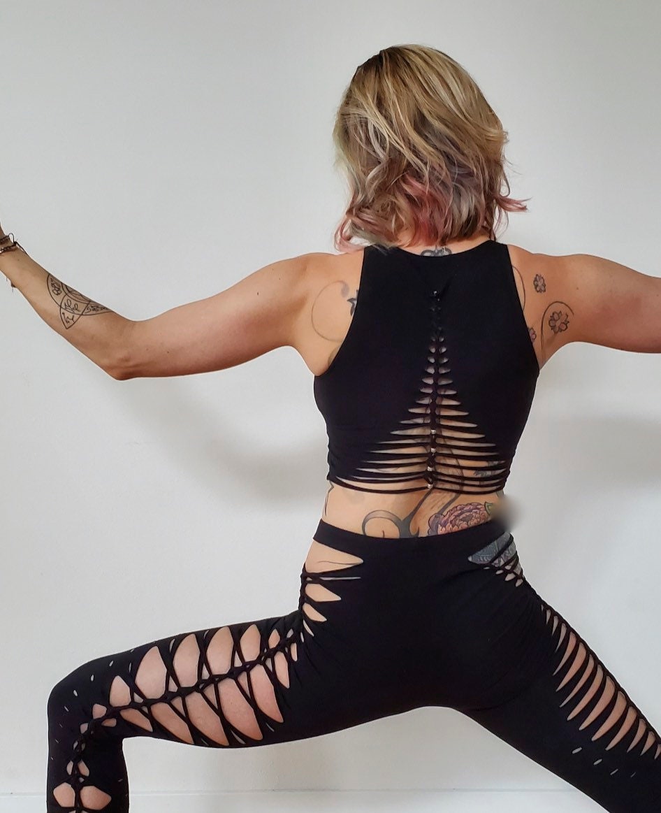 Goddess 2 Braided Crop Tank Top crop tank, festival shirt, pole dance, slit weave, hoop fashion
