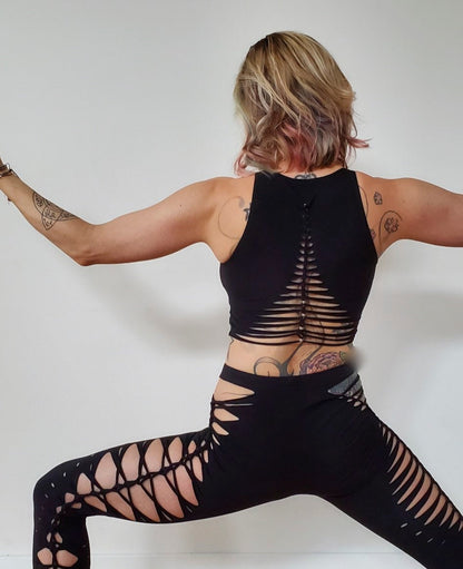 Goddess 2 Braided Crop Tank Top crop tank, festival shirt, pole dance, slit weave, hoop fashion