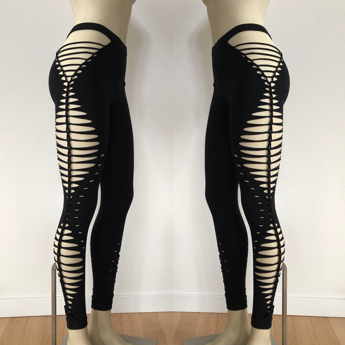 Goddess Braided Yoga Leggings, boho, festival clothing, hoop fashion, ripped leggings, pole dance, slit weave