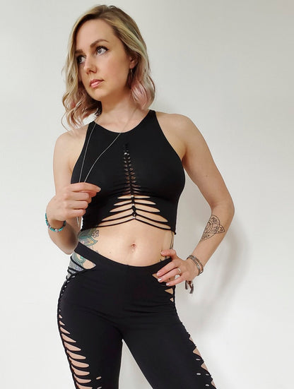 Goddess 2 Braided Slit Crop Tank Top: Goddess Festival Fashion __etsy:1894822993