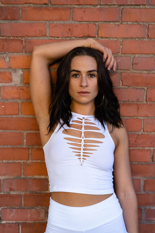 Braided Crop Top SHIVA, crop tank, festival shirt, pole dance, slit weave, hoop fashion
