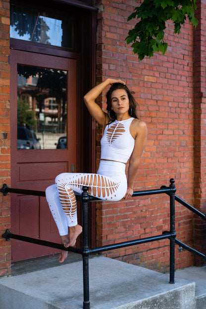 Braided Crop Top SHIVA, crop tank, festival shirt, pole dance, slit weave, hoop fashion __etsy:1959507567