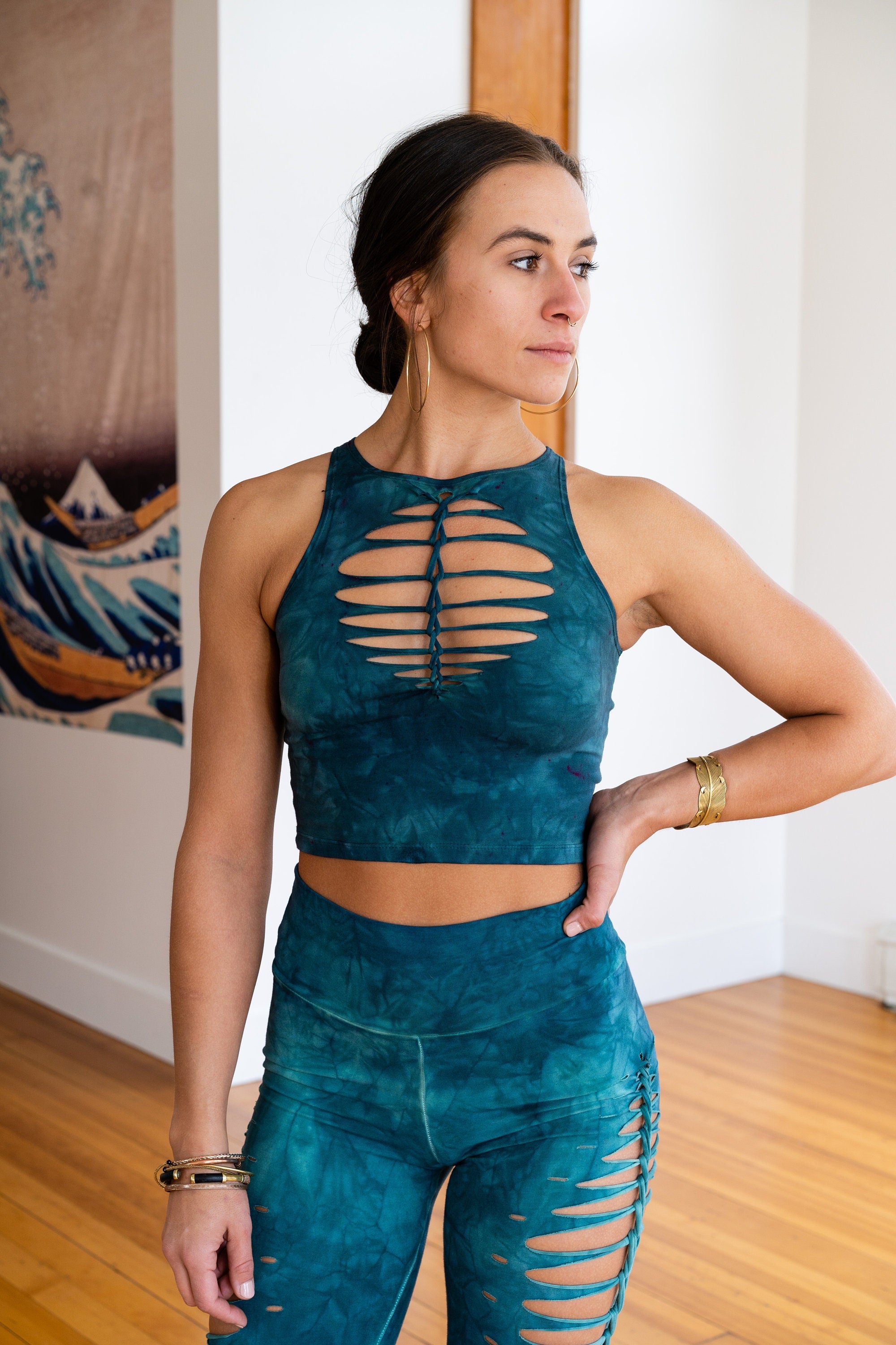 Teal Shiva Braided Crop Top