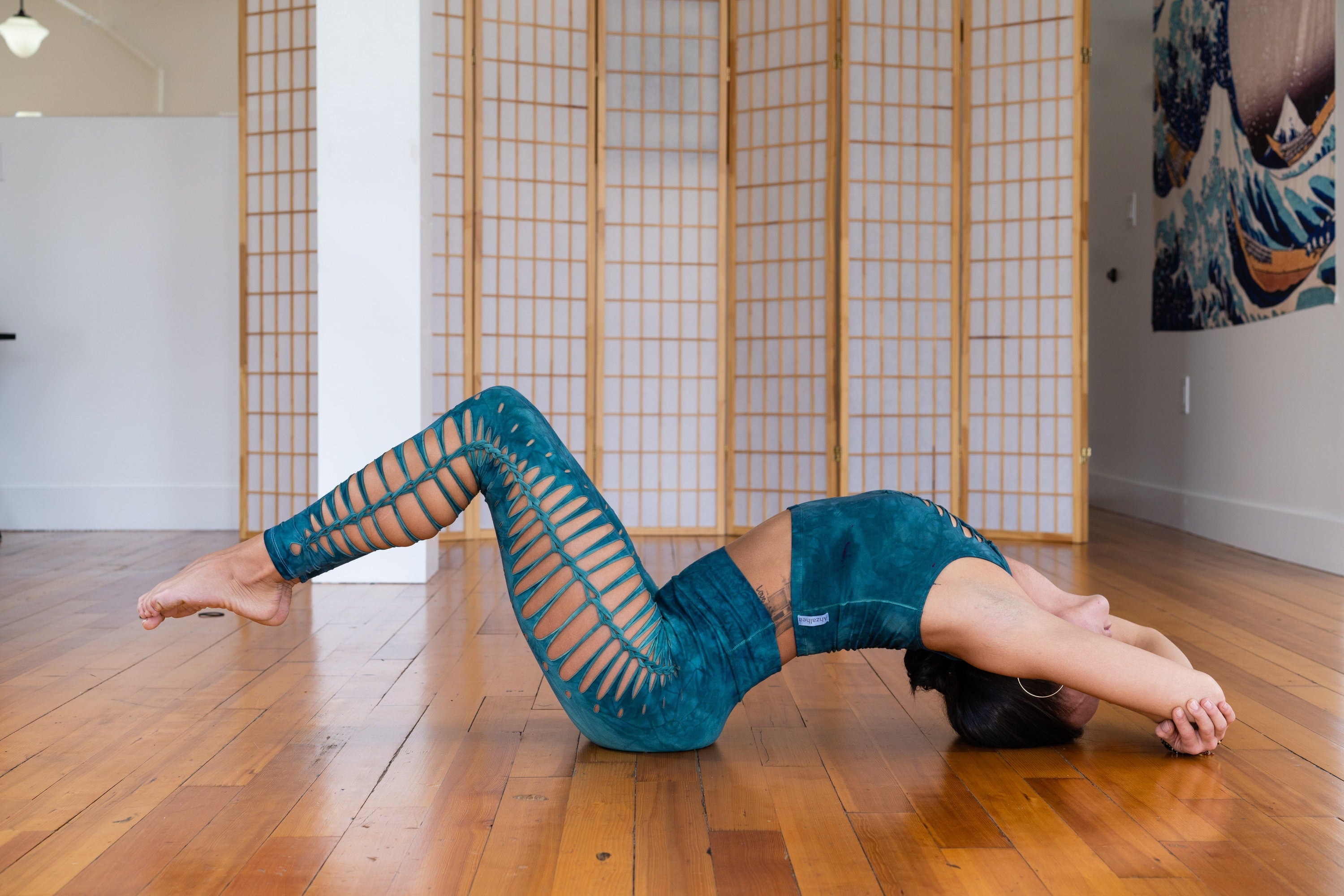 Teal Shiva Crop Top detail