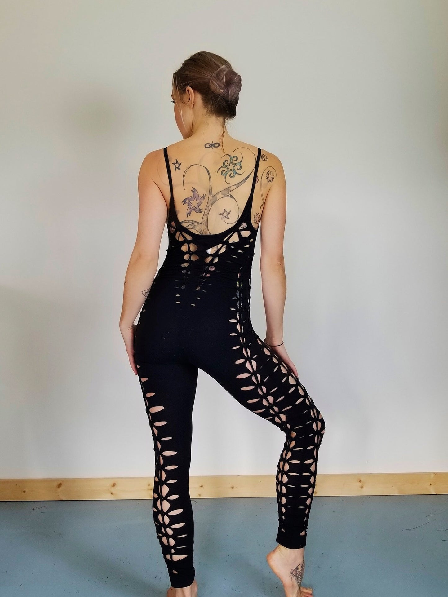 Ebony Braided Bodysuit Catsuit festival fire performer __etsy:2175354898