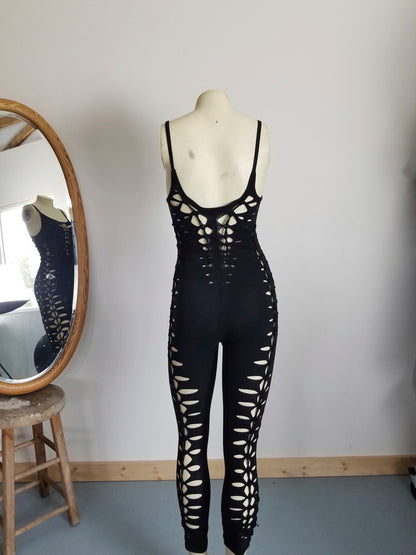 Ebony Braided Bodysuit Catsuit festival fire performer __etsy:2222919389