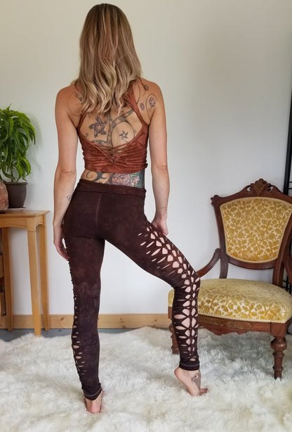 Yoga Braided leggings Hand Dyed Dutch Chocolate