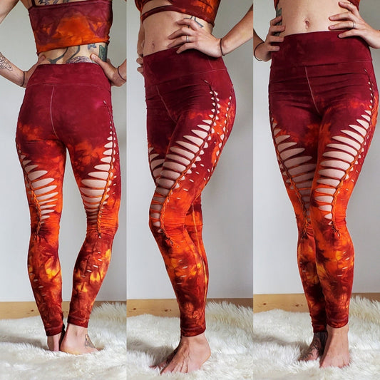 Sunset Fire Yoga leggings Hand Dyed