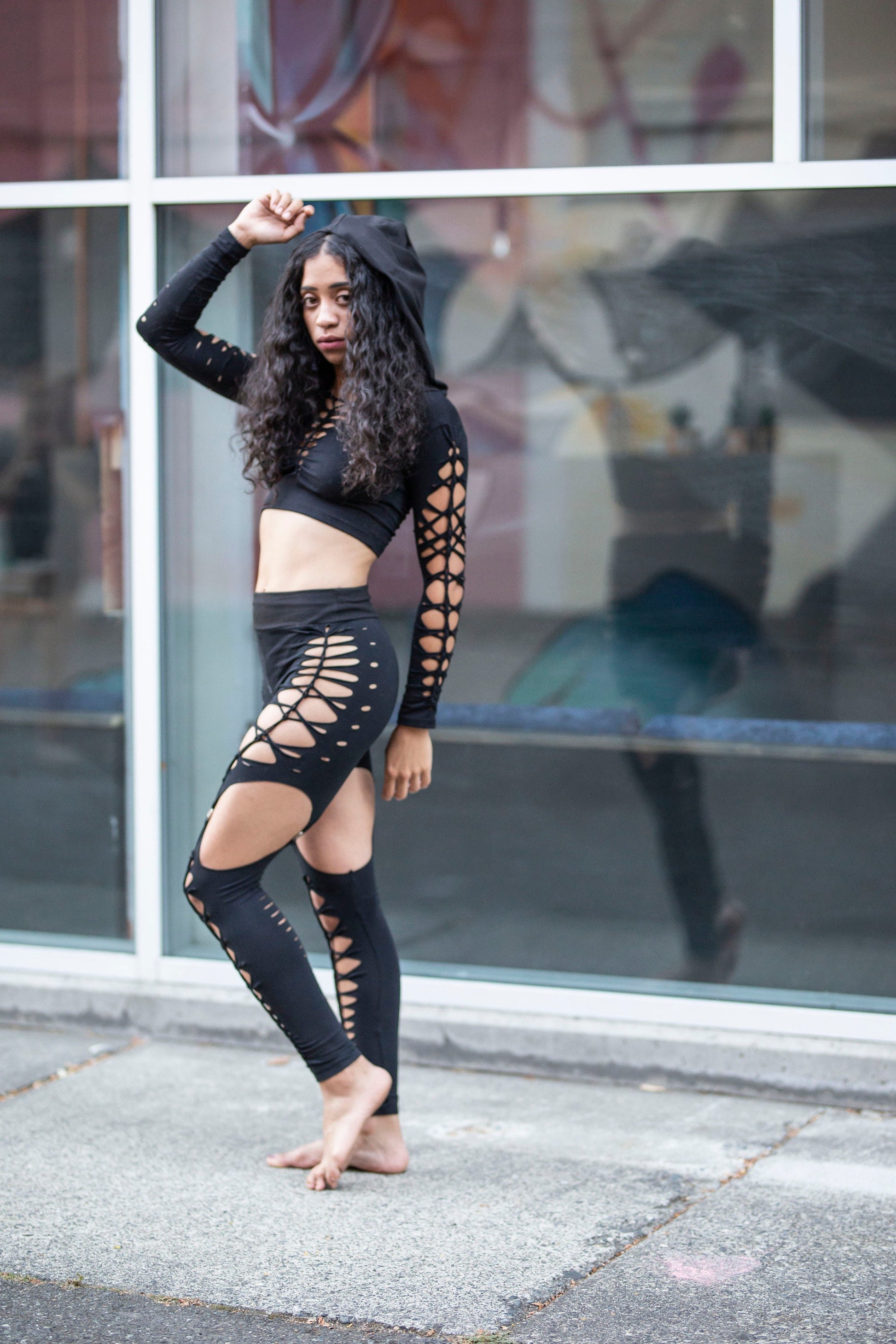 Keya Hooded Long Sleeved Crop Top Braided Shirt/Festival//Yoga//Boho __etsy:2538285734