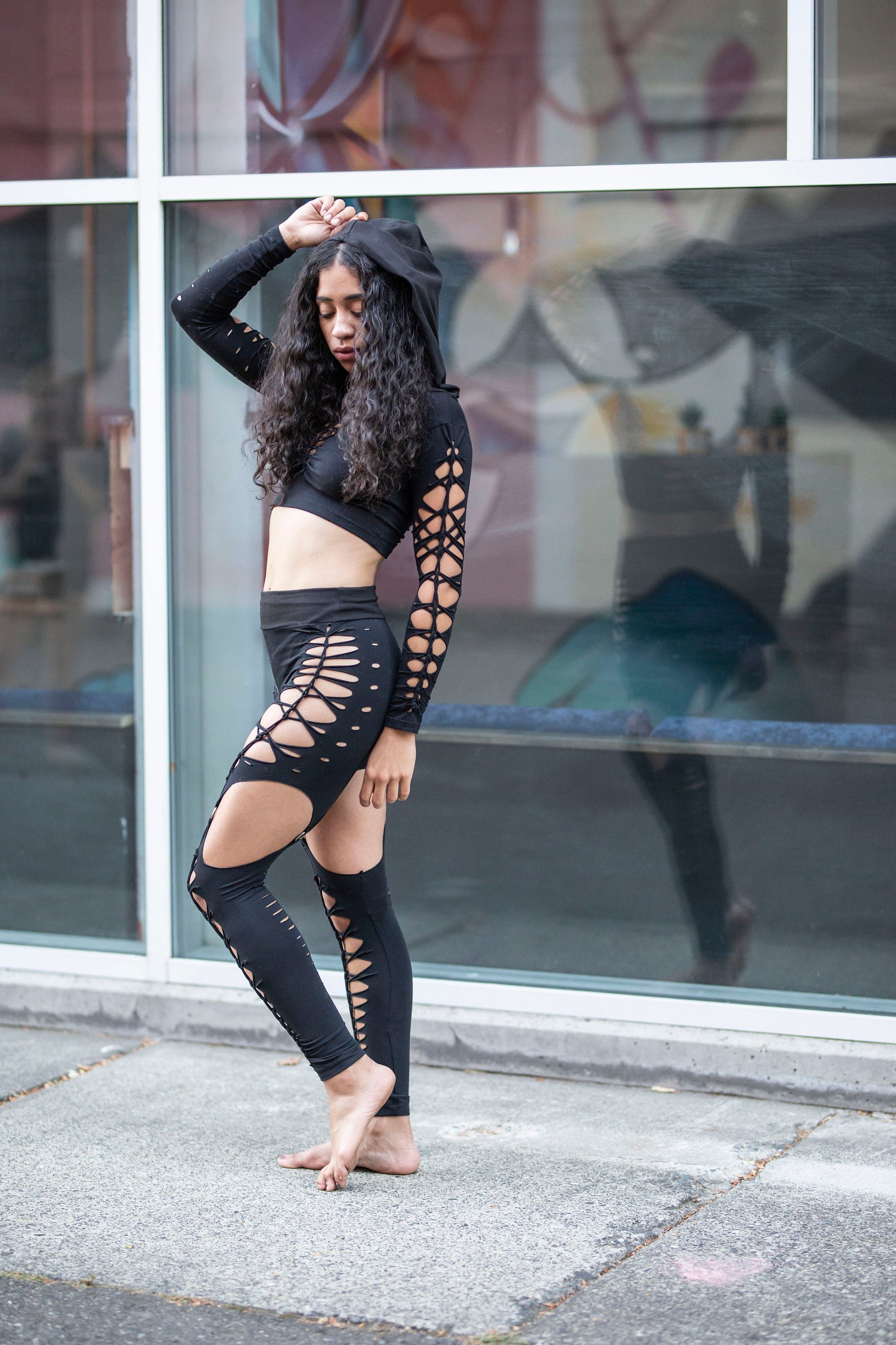 Keya Hooded Long Sleeved Crop Top Braided Shirt/Festival//Yoga//Boho __etsy:2538285852