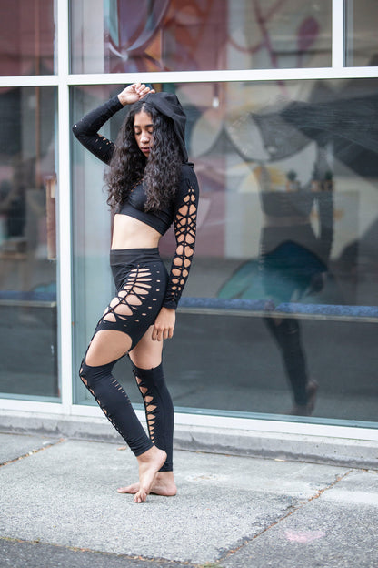 Keya Hooded Long Sleeved Crop Top Braided Shirt/Festival//Yoga//Boho __etsy:2538285852
