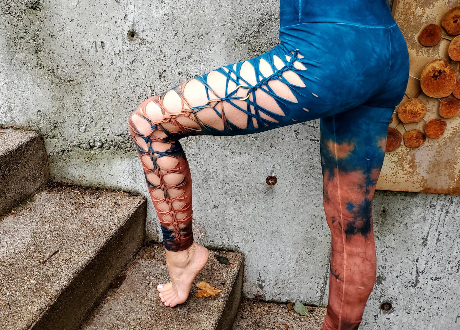 Terracotta to Jade Yoga leggings Hand Dyed __etsy:2727741381