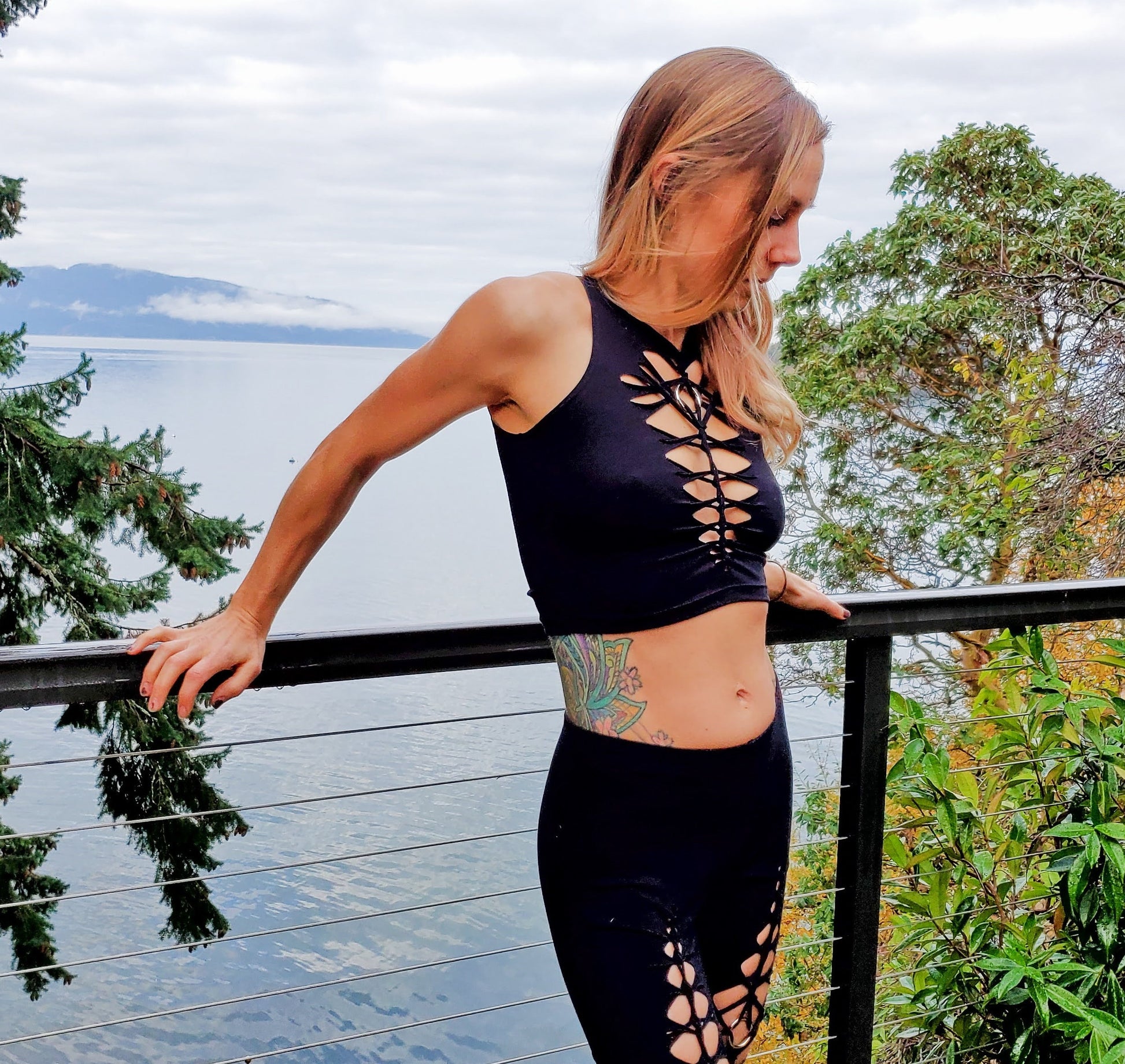Electa Braided Crop Tank detail view