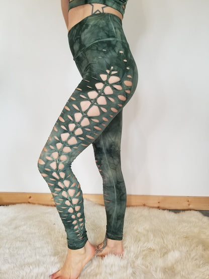 Sage Yoga leggings Hand Dyed