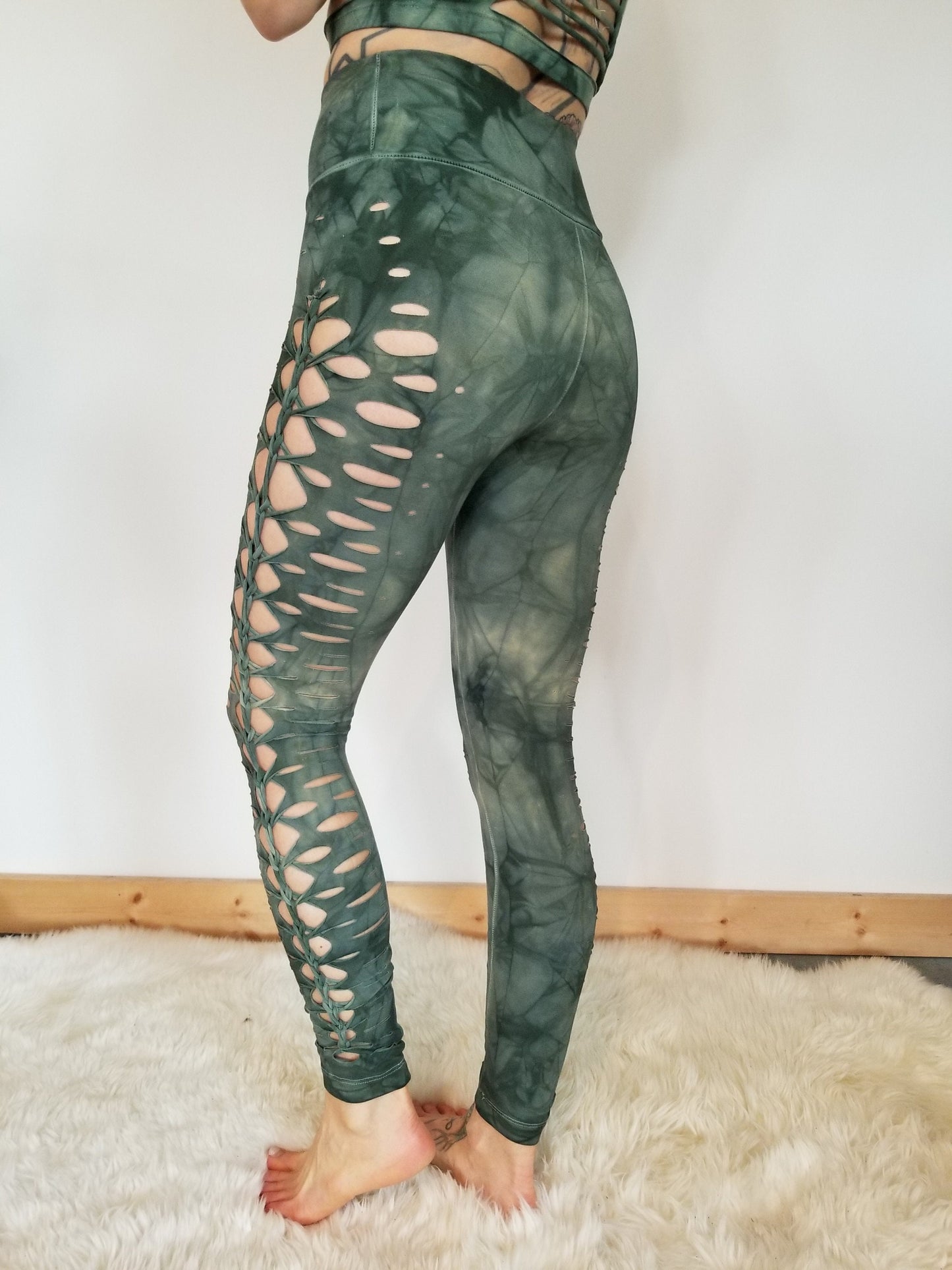 Sage Yoga leggings Hand Dyed