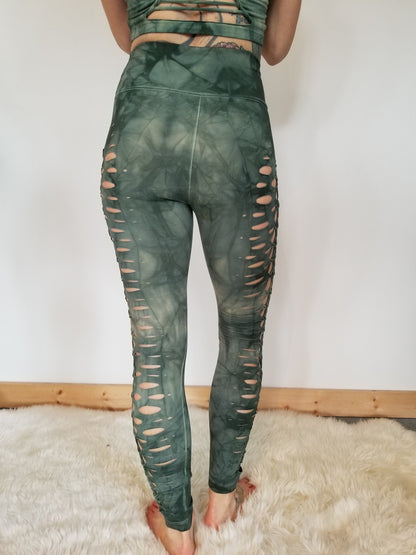 Sage Yoga leggings Hand Dyed